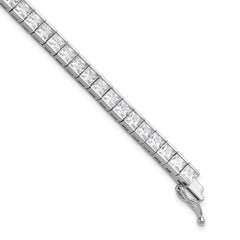 Sterling Shimmer Sterling Silver Rhodium-plated Square 3.5mm x 3.5mm CZ 54 Stone 8 inch Bracelet QSH186-8