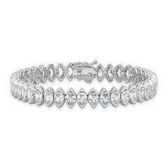 Sterling Shimmer Sterling Silver Rhodium-plated 5mm x 4mm CZ 41 Stone 7 inch Bracelet QSH187-7