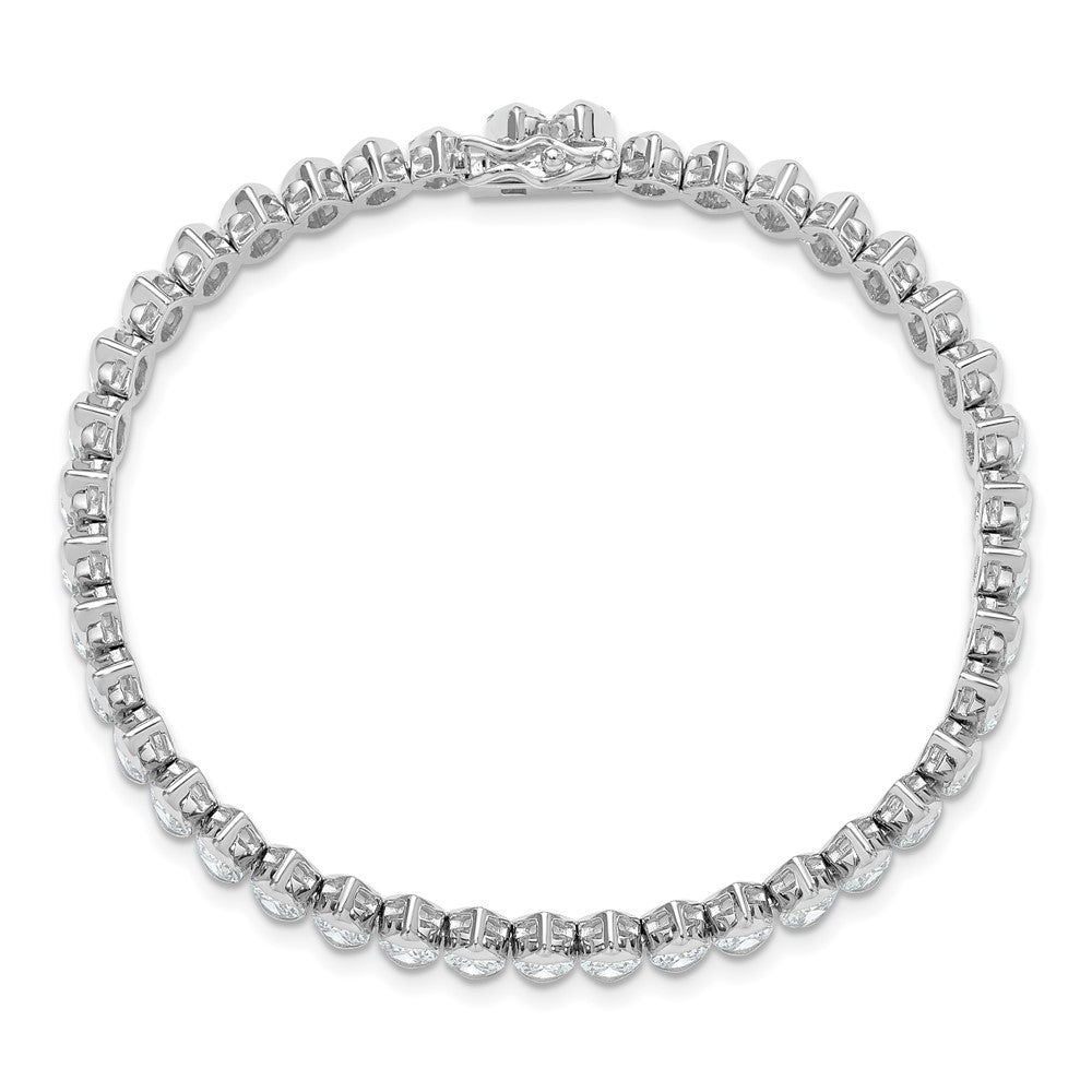 Sterling Shimmer Sterling Silver Rhodium-plated 5mm x 4mm CZ 41 Stone 7 inch Bracelet QSH187-7