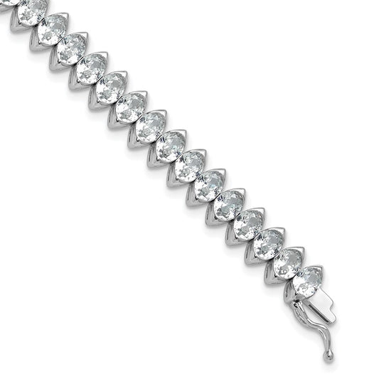 Sterling Shimmer Sterling Silver Rhodium-plated 5mm x 4mm CZ 41 Stone 7 inch Bracelet QSH187-7