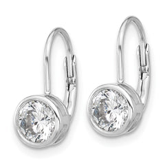 QSH188 Sterling Shimmer Sterling Silver Rhodium-plated 5.5mm CZ Leverback Earrings