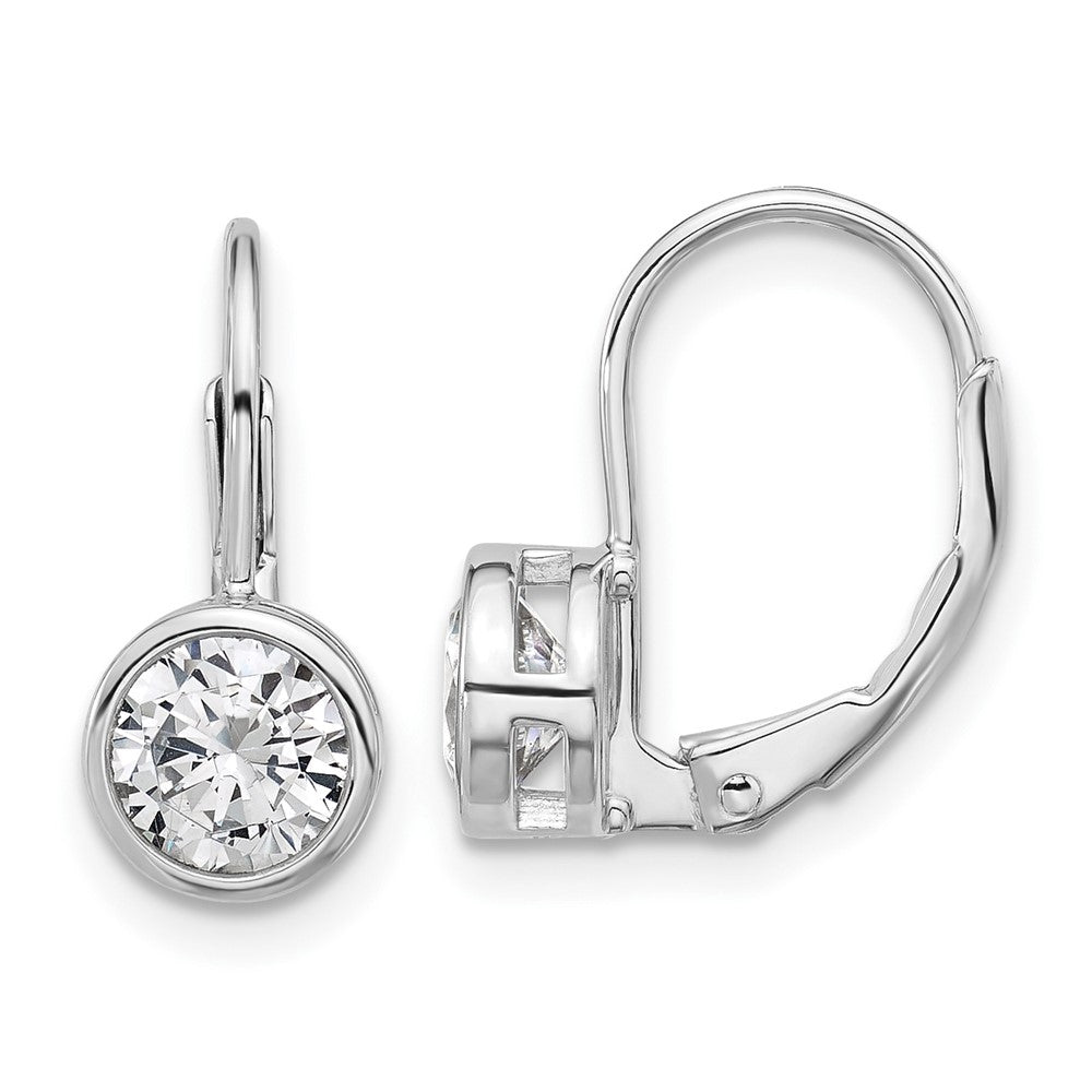 QSH188 Sterling Shimmer Sterling Silver Rhodium-plated 5.5mm CZ Leverback Earrings