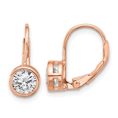 QSH188P Sterling Shimmer Sterling Silver Rose-tone Flash Rose-gold Plated 5.5mm CZ Leverback Earrings