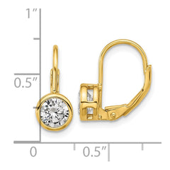 QSH188Y Sterling Shimmer Sterling Silver Gold-tone Flash-gold Plated 5.5mm CZ 2 Stone Leverback Earrings