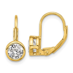 QSH188Y Sterling Shimmer Sterling Silver Gold-tone Flash-gold Plated 5.5mm CZ 2 Stone Leverback Earrings