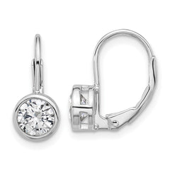 QSH188 Sterling Shimmer Sterling Silver Rhodium-plated 5.5mm CZ Leverback Earrings