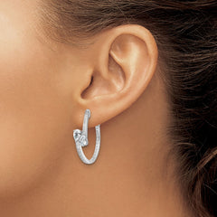 QSH189 Sterling Shimmer Sterling Silver Rhodium-plated CZ 62 Stone In and Out Hinged Hoop Earrings
