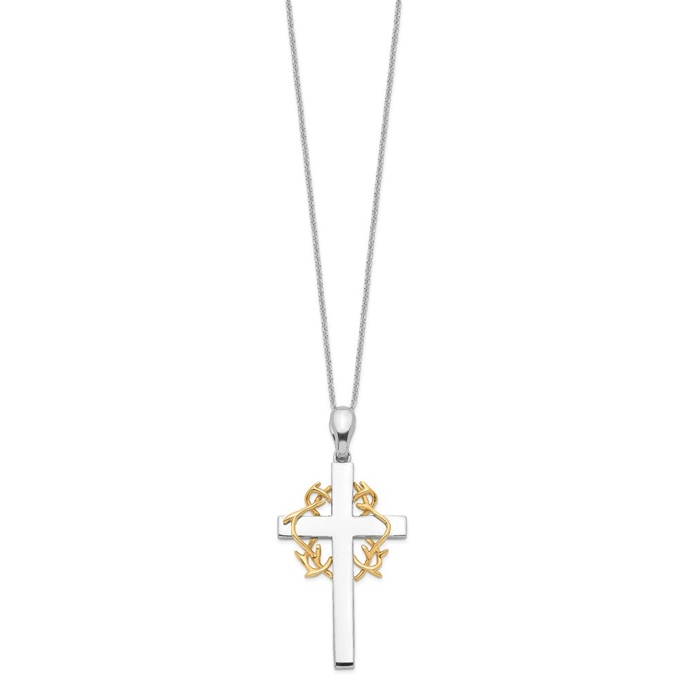 Sentimental Expressions Sterling Silver Gold-plated No Greater Love Cross 18in Necklace QSX114