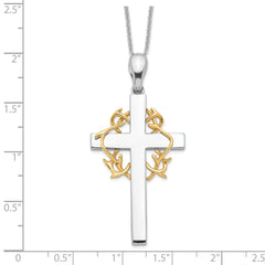 Sentimental Expressions Sterling Silver Gold-plated No Greater Love Cross 18in Necklace QSX114