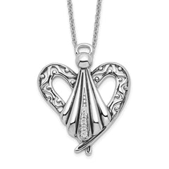 Sentimental Expressions Sterling Silver Rhodium-plated CZ Antiqued Angel of Friendship 18in Necklace QSX153