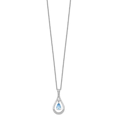 Sentimental Expressions Sterling Silver Rhodium-plated Mar. CZ Stone Never Forget Tear 18in Birthstone Necklace QSX182