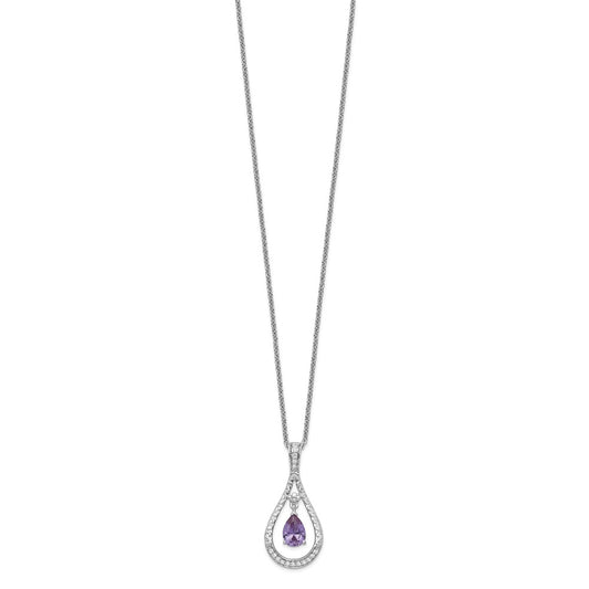 Sentimental Expressions Sterling Silver Rhodium-plated June CZ Stone Never Forget Tear 18in Birthstone Necklace QSX185