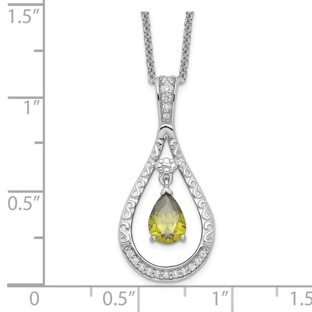 Sentimental Expressions Sterling Silver Rhodium-plated Aug. CZ Stone Never Forget Tear 18in Birthstone Necklace QSX187
