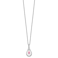 Sentimental Expressions Sterling Silver Rhodium-plated Oct. CZ Stone Never Forget Tear 18in Birthstone Necklace QSX189