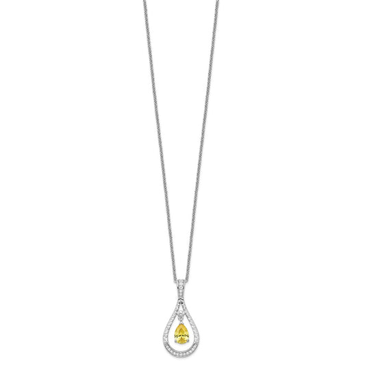 Sentimental Expressions Sterling Silver Rhodium-plated Nov. CZ Stone Never Forget Tear 18 Inch Birthstone Necklace QSX190