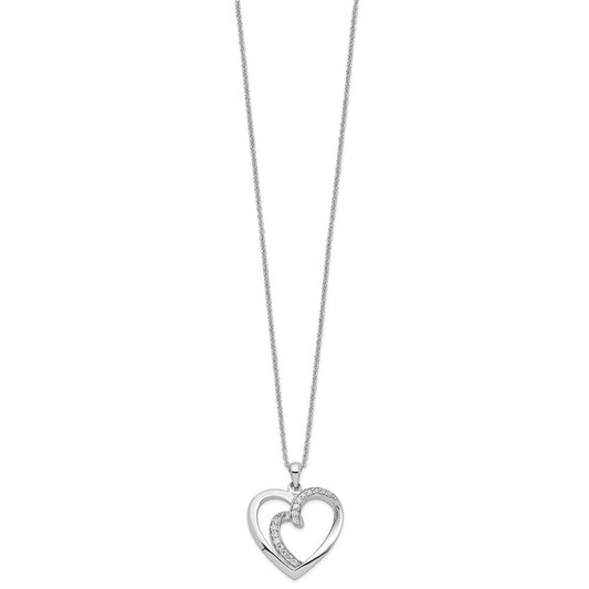 Sentimental Expressions Sterling Silver Rhodium-plated CZ Two Souls Lived As One 18in Heart Necklace QSX196