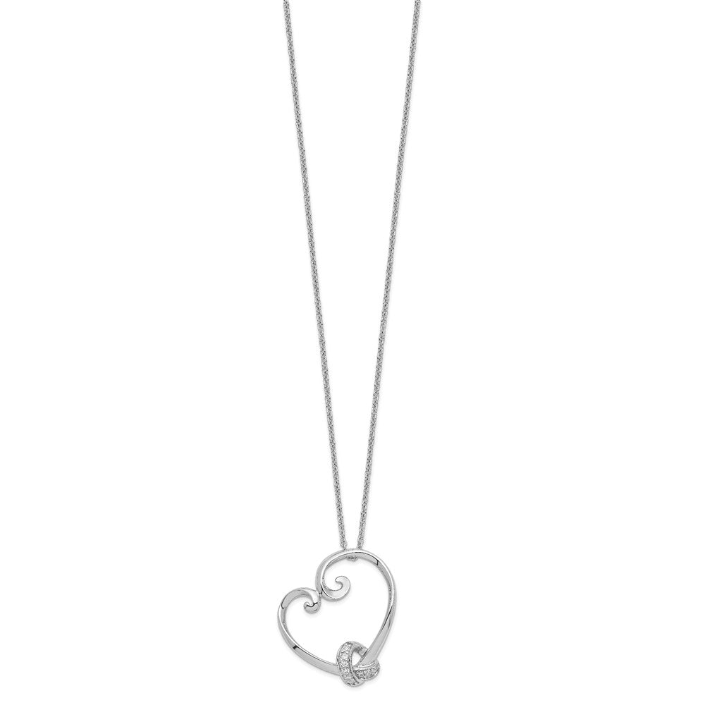 Sentimental Expressions Sterling Silver Rhodium-plated CZ Love knots 18in Heart Necklace QSX212
