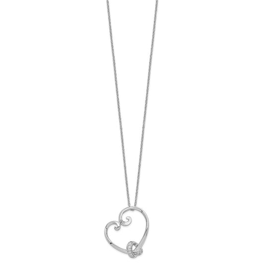 Sentimental Expressions Sterling Silver Rhodium-plated CZ Love knots 18in Heart Necklace QSX212
