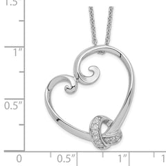 Sentimental Expressions Sterling Silver Rhodium-plated CZ Love knots 18in Heart Necklace QSX212