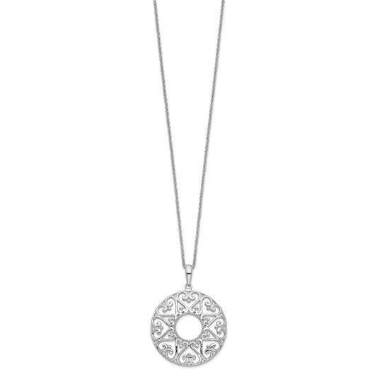 Sentimental Expressions Sterling Silver Rhodium-plated Polished Family Heart Strings 18in Necklace QSX238