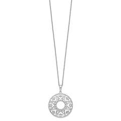 Sentimental Expressions Sterling Silver Rhodium-plated Polished Family Heart Strings 18in Necklace QSX238