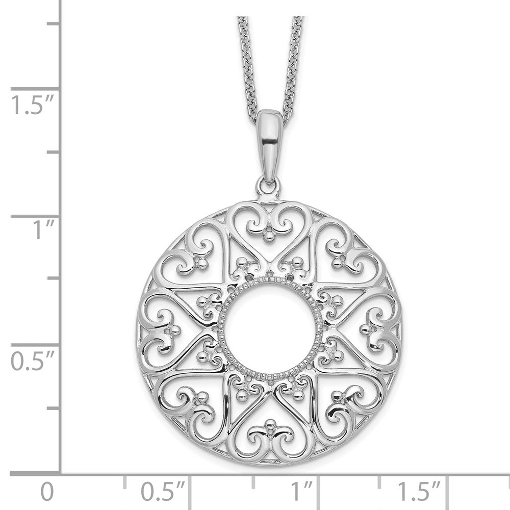 Sentimental Expressions Sterling Silver Rhodium-plated Polished Family Heart Strings 18in Necklace QSX238