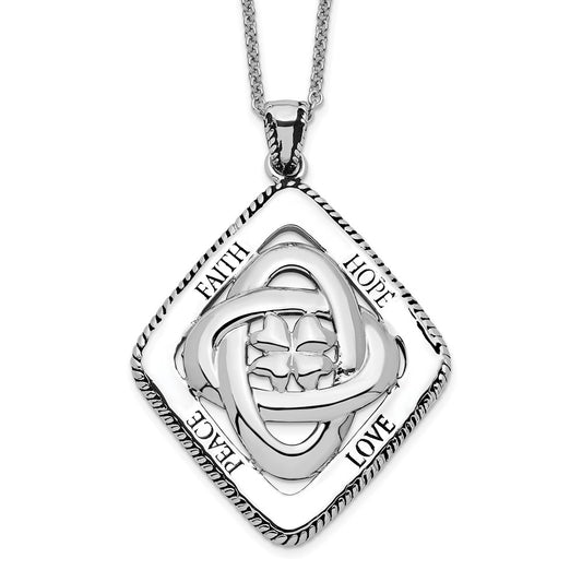 Sentimental Expressions Sterling Silver Rhodium-plated Antiqued Family Blessings 18in Necklace QSX242