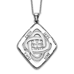 Sentimental Expressions Sterling Silver Rhodium-plated Antiqued Family Blessings 18in Necklace QSX242