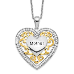Sentimental Expressions Sterling Silver Gold-plated Mother 18 Inch Heart Necklace QSX251