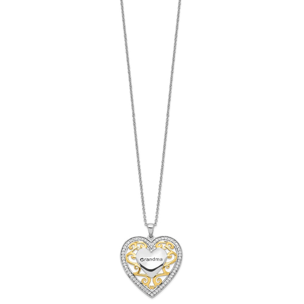 Sentimental Expressions Sterling Silver Gold-plated Grandma 18in Heart Necklace QSX252