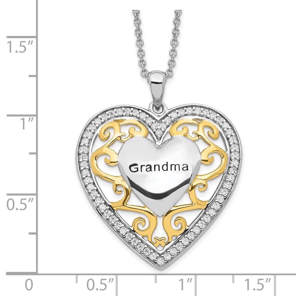 Sentimental Expressions Sterling Silver Gold-plated Grandma 18in Heart Necklace QSX252