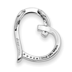 Sentimental Expressions Sterling Silver Rhodium-plated Antiqued CZ Love You Mom 18in Necklace QSX285