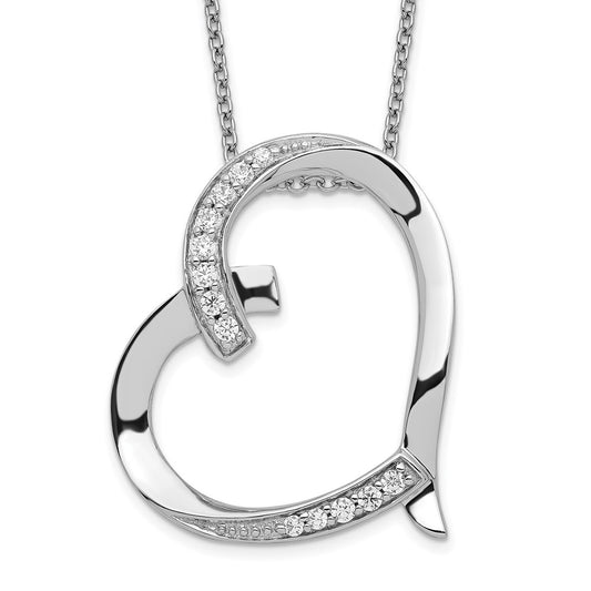 Sentimental Expressions Sterling Silver Rhodium-plated Antiqued CZ Love You Mom 18in Necklace QSX285