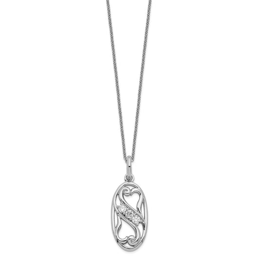 Sentimental Expressions Sterling Silver Rhodium-plated CZ Best Friends Forever 18in Necklace QSX287