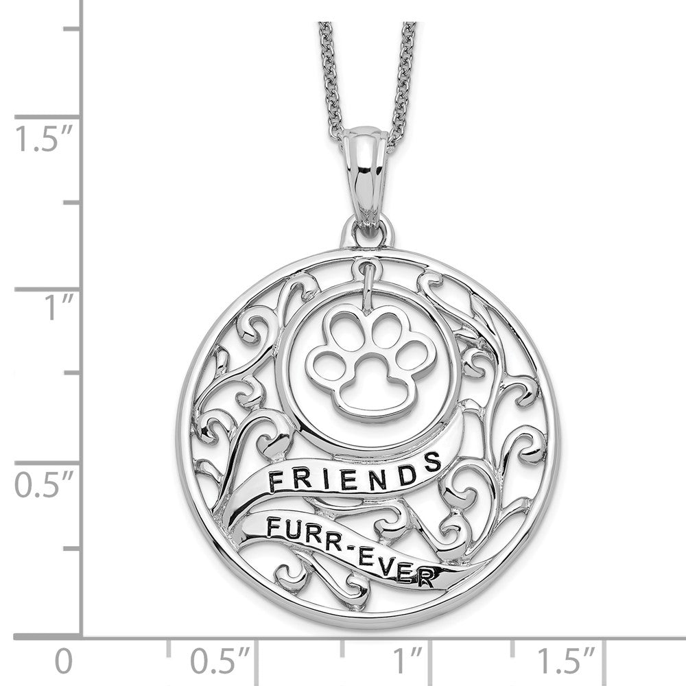 Sentimental Expressions Sterling Silver Rhodium-plated Antiqued Animal Friends-Dog 18in Necklace QSX315