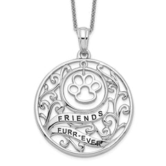 Sentimental Expressions Sterling Silver Rhodium-plated Antiqued Animal Friends-Dog 18in Necklace QSX315