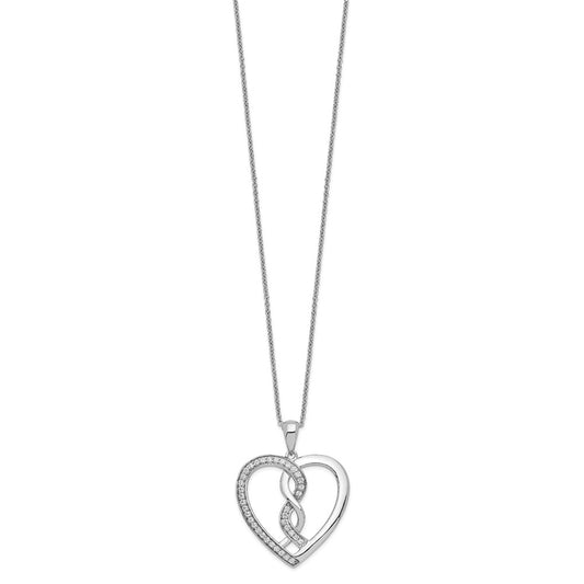 Sentimental Expressions Sterling Silver Rhodium-plated CZ Hearts Joined Together 18 inch Necklace with Poem Card QSX335