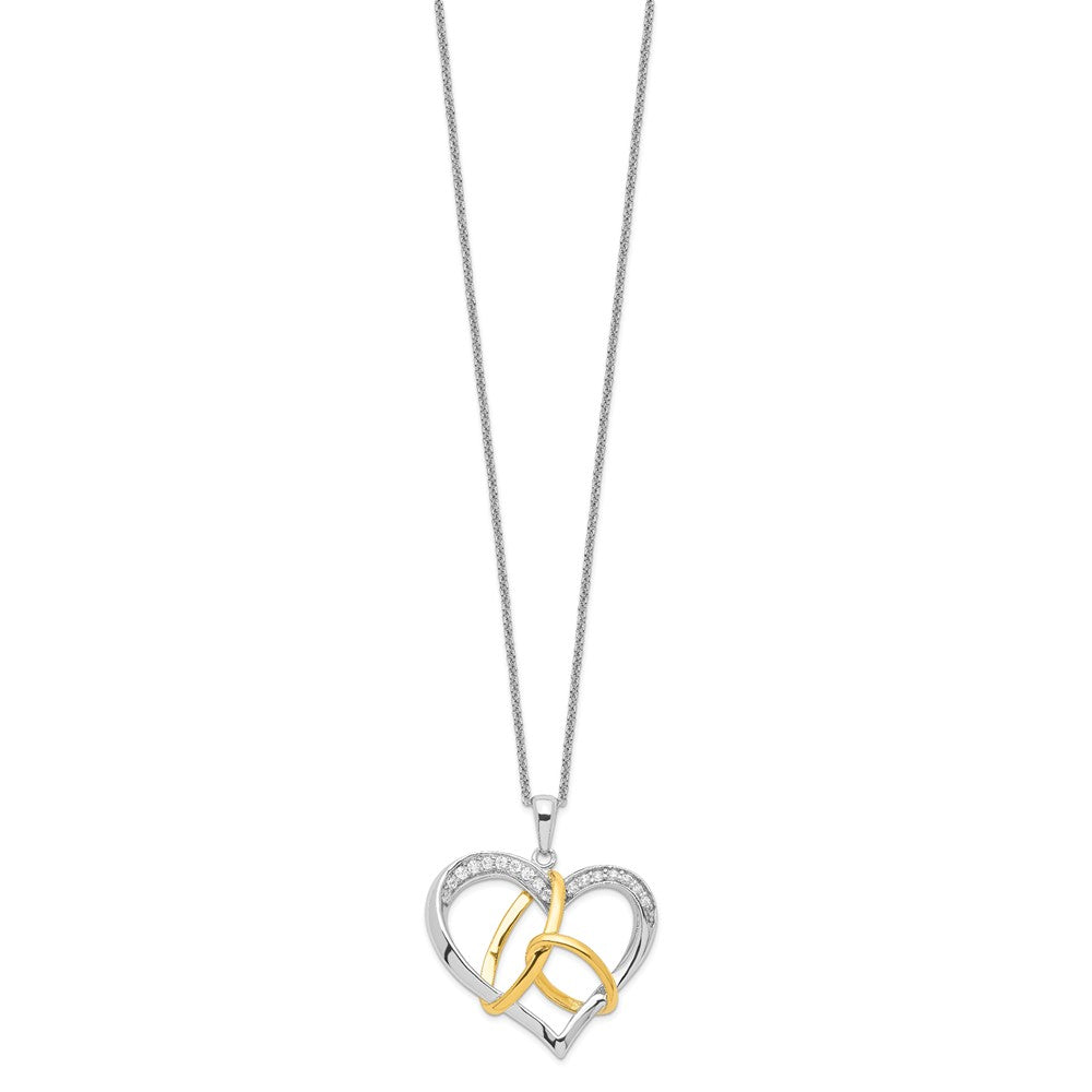 Sentimental Expressions Sterling Silver Gold-plated CZ To Have And To Hold 18in Necklace QSX346