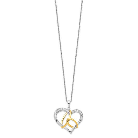 Sentimental Expressions Sterling Silver Gold-plated CZ To Have And To Hold 18in Necklace QSX346