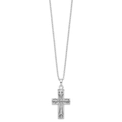 Sentimental Expressions Sterling Silver  Rhodium-plated Antiqued Cross Ash Holder 18 Inch Necklace QSX420