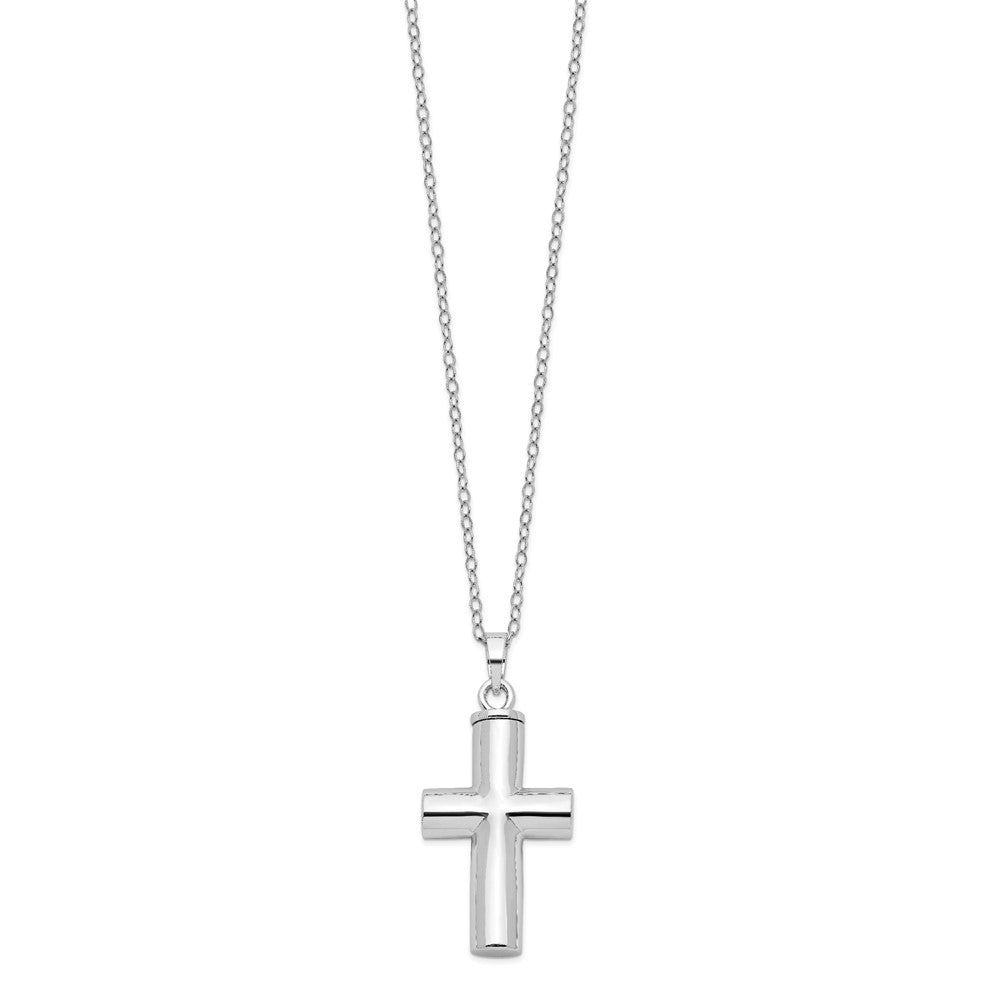 Sentimental Expressions Sterling Silver  Rhodium-plated Antiqued Cross Ash Holder 18 Inch Necklace QSX420