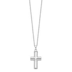 Sentimental Expressions Sterling Silver  Rhodium-plated Antiqued Cross Ash Holder 18 Inch Necklace QSX420