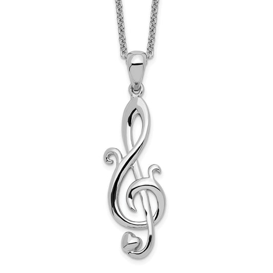 Sentimental Expressions Sterling Silver Rhodium-plated Love Note 18in Necklace QSX456