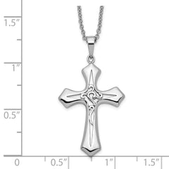 Sentimental Expressions Sterling Silver Rhodium-plated Antiqued Abide In Him 18in Cross Necklace QSX505