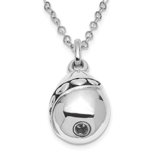 Sentimental Expressions Sterling Silver Rhodium-plated Antiqued Tear Of Love Ash Holder 18 Inch Necklace QSX531