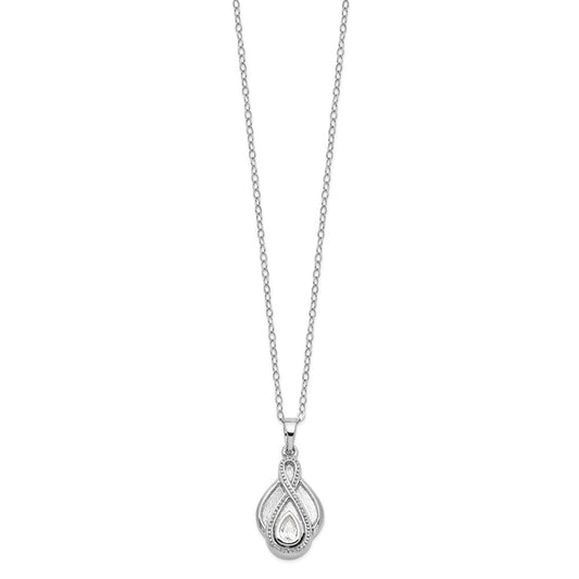 Sentimental Expressions Sterling Silver Rhodium-plated CZ Tear Of Strength Ash Holder 18 Inch Necklace QSX533