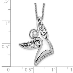 Sentimental Expressions Sterling Silver Rhodium-plated CZ Antiqued Angel Of Joy 18in. Necklace QSX548