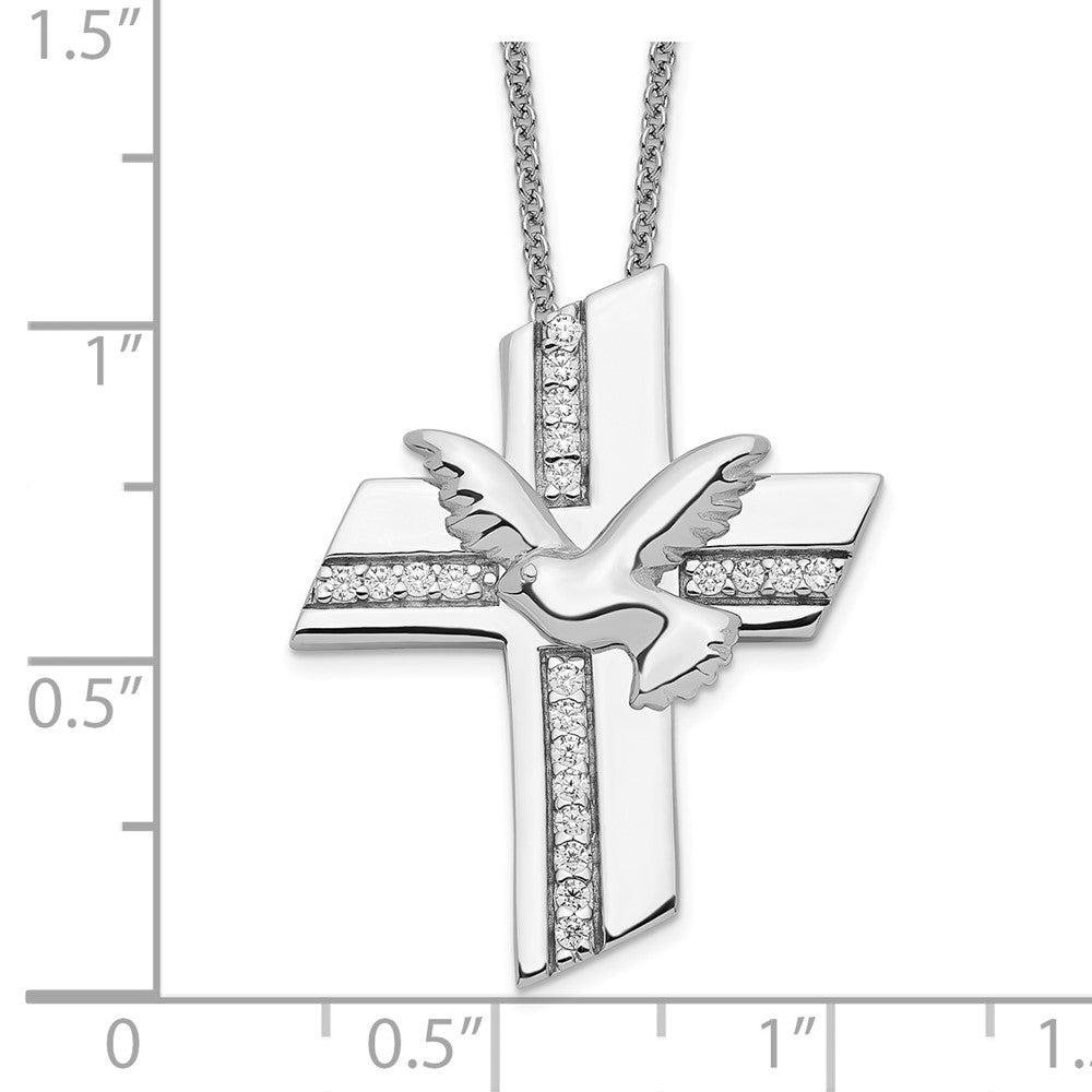 Sentimental Expressions Sterling Silver Rhodium-plated CZ Confirmation Blessings 18in. Necklace QSX554