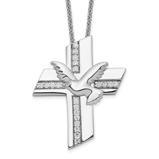 Sentimental Expressions Sterling Silver Rhodium-plated CZ Confirmation Blessings 18in. Necklace QSX554