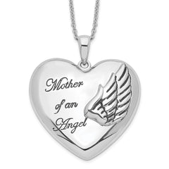Sentimental Expressions Sterling Silver Rhodium-plated and Antiqued Mother of an Angel 18 Inch Necklace QSX570